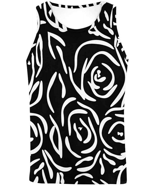 Undershirts Men's Muscle Gym Workout Training Sleeveless Tank Top Roses Floral Skull - Multi5 - CL19DLOR6ES