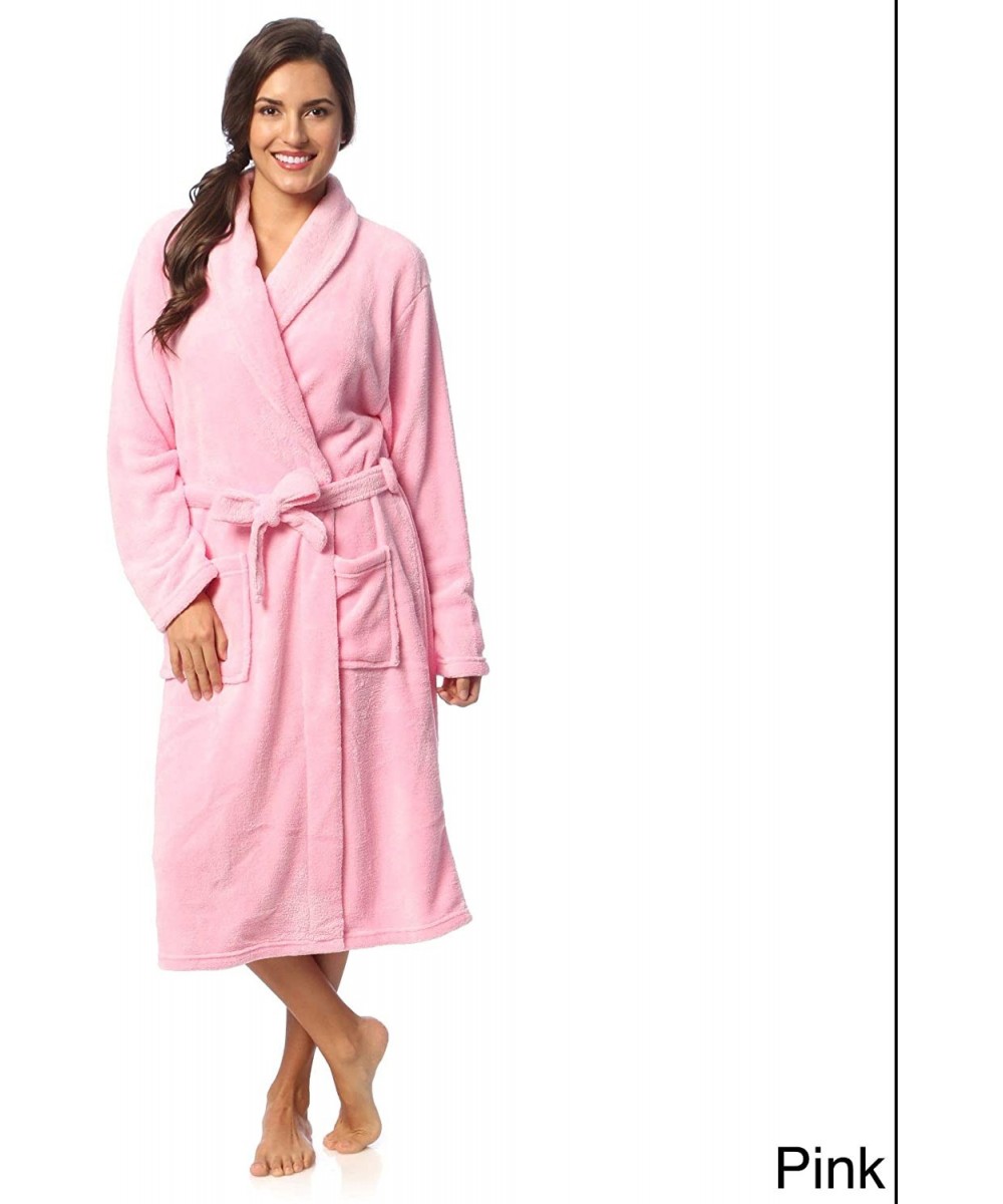 Robes Women's Microplush Bath Robe- 2X-Large- Pink - C118QIAZX4K
