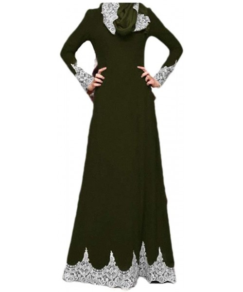 Robes Womens Embroidered Stylish Muslim Dubai Islamic Classy Kaftan Dresses - Army Green - CM19087QLEG