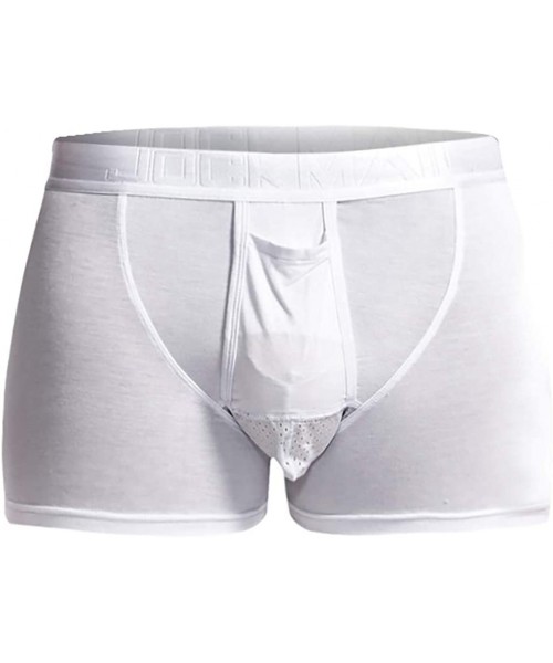 Boxers Mens Boxer Briefs Underwear Classic Open Fly Underpants Cotton Sweat Absorbing Breathable Comfort Briefs - White - CJ1...