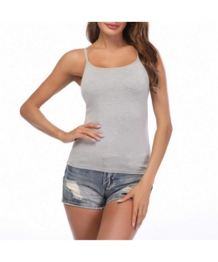 Camisoles & Tanks Womens Tank Tops with Built Bra Adjustable Strap Cami Tunic Camisole Undershirt - 2 2 Pcs Gray&white - C619...