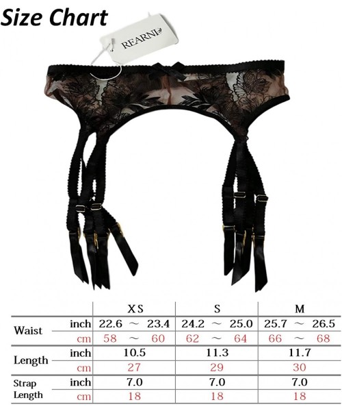 Garters & Garter Belts Ladies Sexy Lace Garter Belt Mysterious Black Embroidery Flower 8 Straps - Black - CJ190NDKRZG