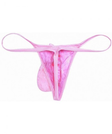 G-Strings & Thongs Sexy Mens Underpants Briefs- Open Front Mesh G-String Pouch Underwear Panties T-Back Thong Bikini - Pink -...