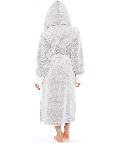 Robes Robe Coat- Winter Plush Lengthened Shawl Bathrobe Home Long Sleeved Clothes - Gray - C118ASTKT23