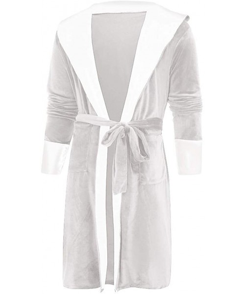 Robes Robe Coat- Winter Plush Lengthened Shawl Bathrobe Home Long Sleeved Clothes - Gray - C118ASTKT23