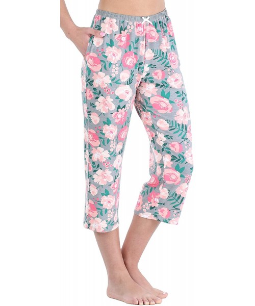 Sets Women's Sleepwear Jersey Lightweight Capri Pajama Set - Short Sleeve Set - Watercolor Floral - CS1940ND3QT