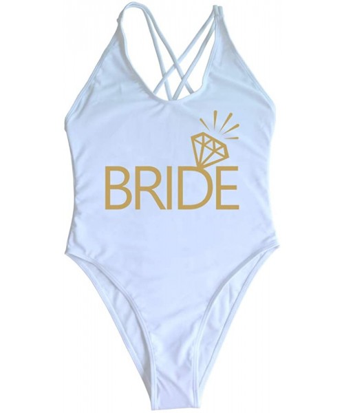 Shapewear Wife of The Party Swimsuit Bridal Wifey Bride Swimming Costume Monokini Swim 90S 80S Strappy Back Personalised - Br...