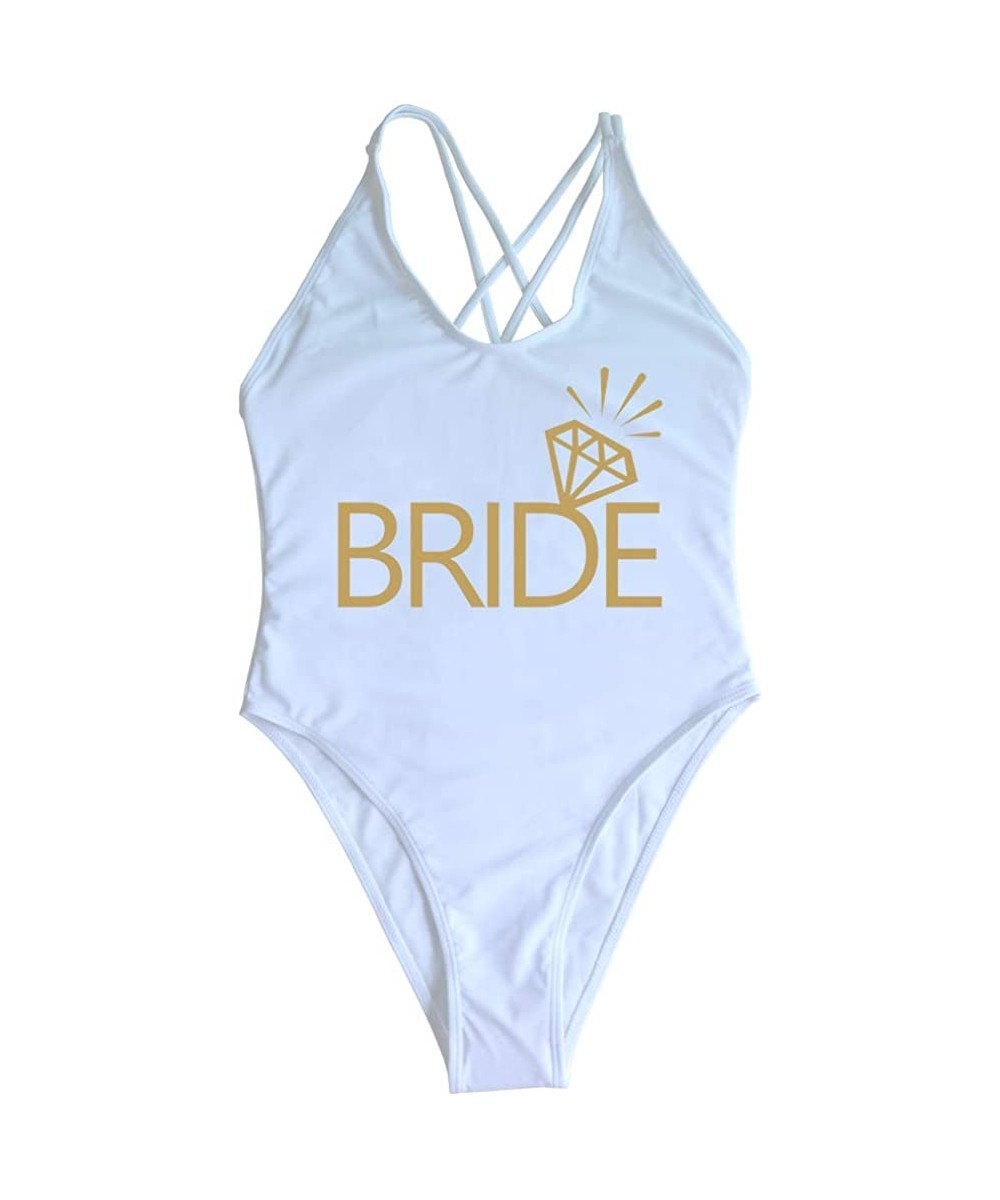 Shapewear Wife of The Party Swimsuit Bridal Wifey Bride Swimming Costume Monokini Swim 90S 80S Strappy Back Personalised - Br...
