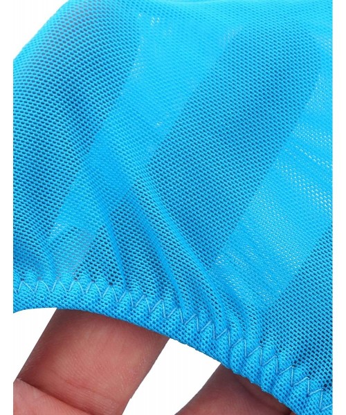 G-Strings & Thongs Men's Sheer Mesh See Through Low Rise T-Back G-String Thongs Bikini Briefs Underwear - Blue - C318Z0ZHLE7