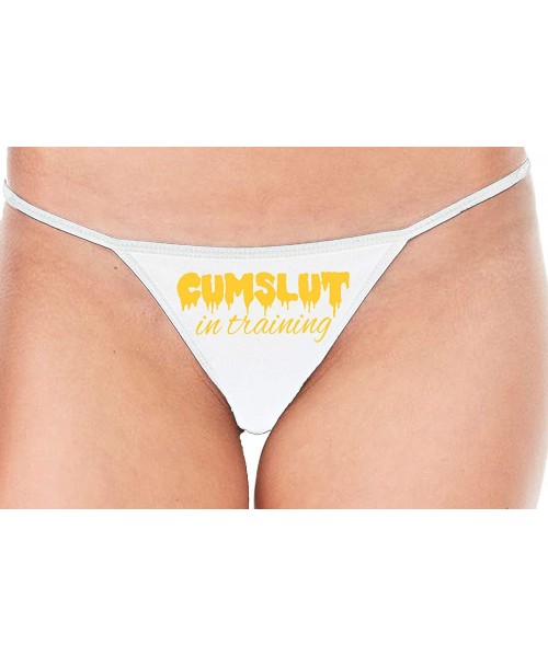Panties Cumslut in Training Submissive Oral Sub Slut Sexy White Thong - Yellow - CE18ZZUK3NT