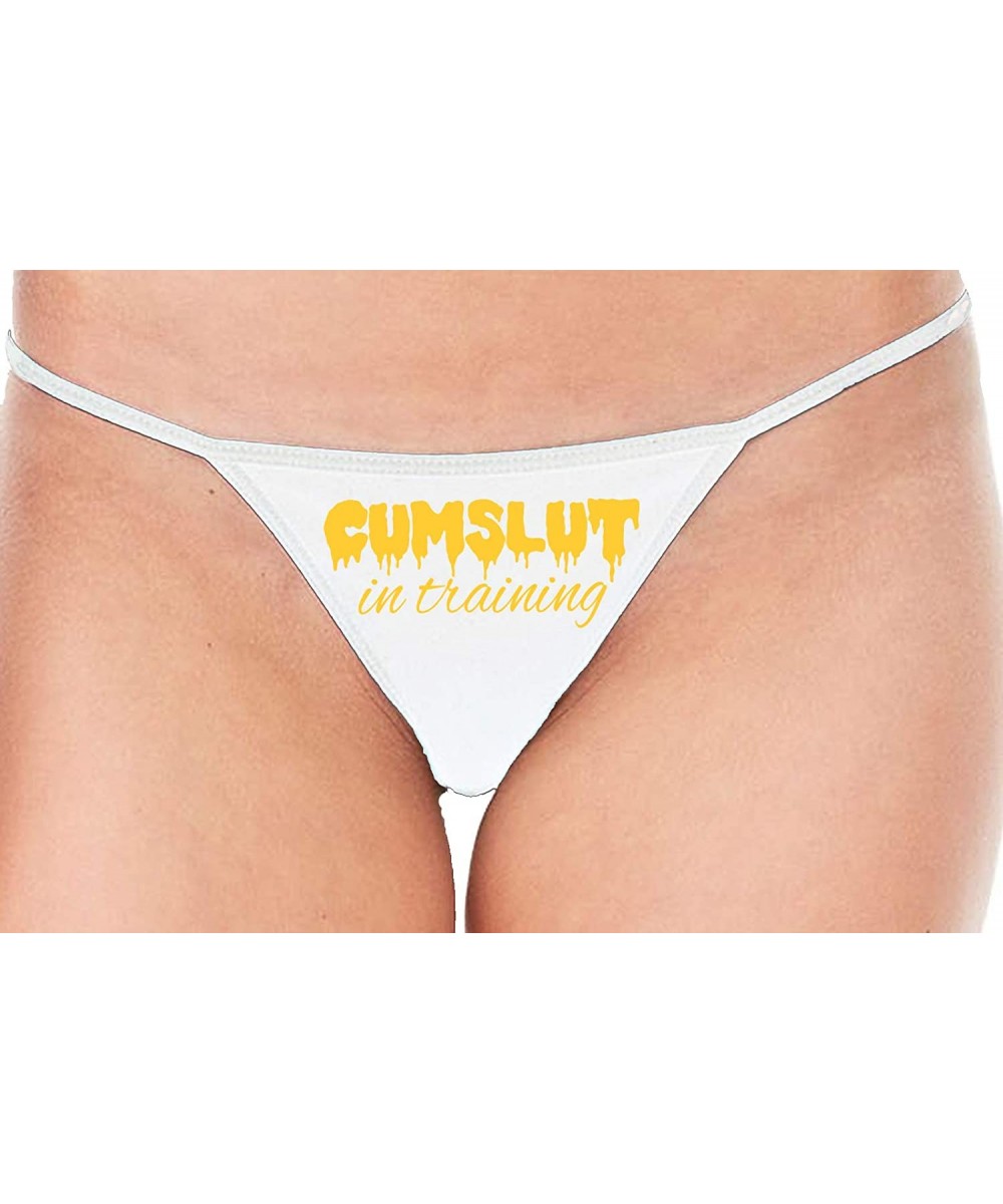 Panties Cumslut in Training Submissive Oral Sub Slut Sexy White Thong - Yellow - CE18ZZUK3NT