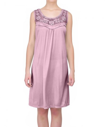 Nightgowns & Sleepshirts Women's Sheer Silky Sleeveless Nightgown - Light Pink - CV12JCWTV4T