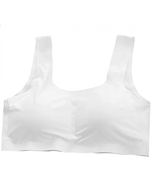 Bras Plus Size Ice Silk Comfort Bra for Women Sleep Leisure Sports Yoga - White - C4190HYNQLH
