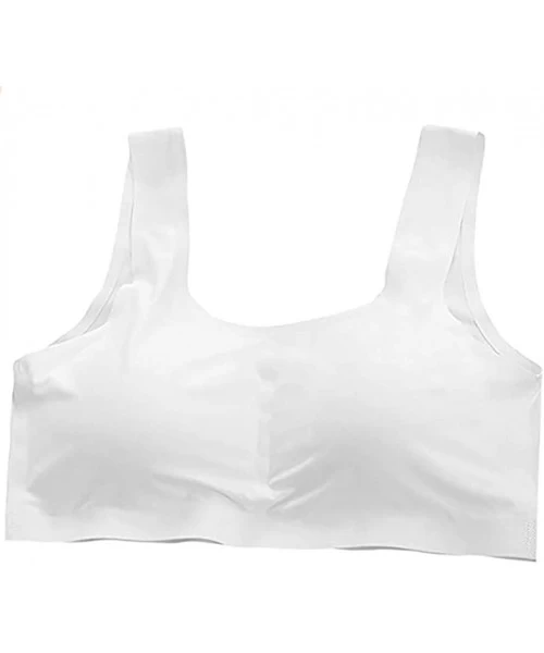 Bras Plus Size Ice Silk Comfort Bra for Women Sleep Leisure Sports Yoga - White - C4190HYNQLH
