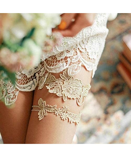 Garters & Garter Belts Wedding Bridal Garters White Flower Garter Lace Set of 2 - Pink 1 - C918YMGXZAL