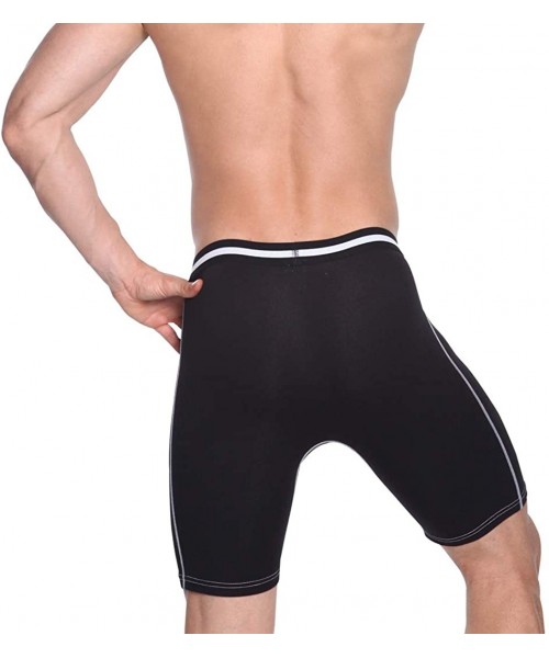 Briefs Men's Underwear Performance Long Soft Stretch Cotton Boxer Briefs 3 Pack - 3 Black - CU18NQ9GNX0