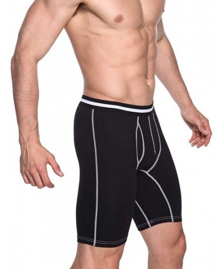 Briefs Men's Underwear Performance Long Soft Stretch Cotton Boxer Briefs 3 Pack - 3 Black - CU18NQ9GNX0