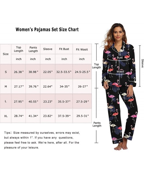 Sets Womens Pajamas Set Long Sleeve Sleepwear Button Down Nightwear Soft Knit Pj Lounge Sets - Flamingo Long Sleeve - CP194TC...