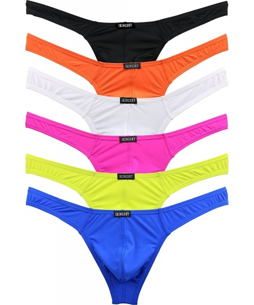 G-Strings & Thongs Men's Low Rise Thong Sexy Men Underwear T-Back Panties - 6 Pack - C318A5TNUAQ