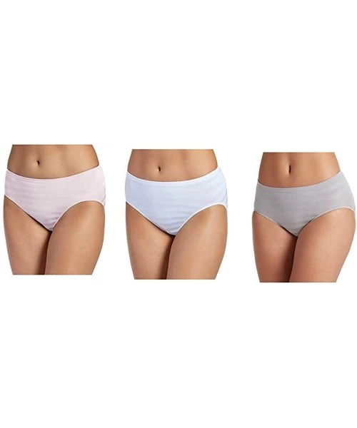 Panties Underwear Panties Seamfree Hi -Cut Legs Soft & Smooth Microfiber Stretch 3 Pack - Grey-white-pink - C218RZ4HGIR