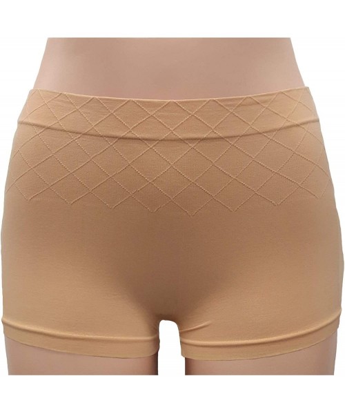 Panties Ladies Full Cut Seamless Support Underwear Boyshort Style Nylon Spandex (Free) ONE Size 6-Piece - CD195NDI2O8