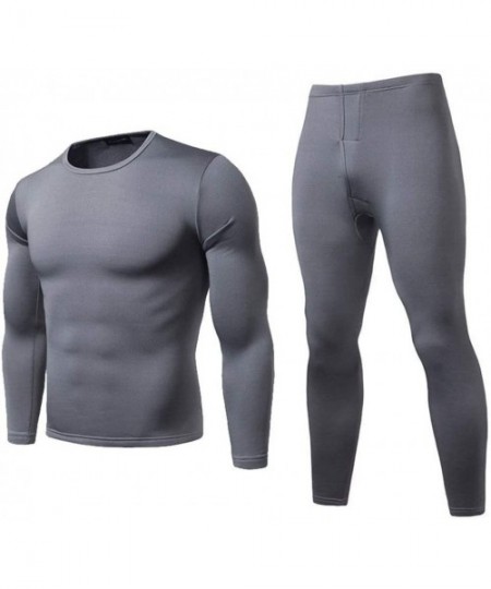 Thermal Underwear Winter Long Johns Thermal Underwear Sets Men Quick Dry Stretch Men's Thermo Underwear Male Warm (Gray- Size...