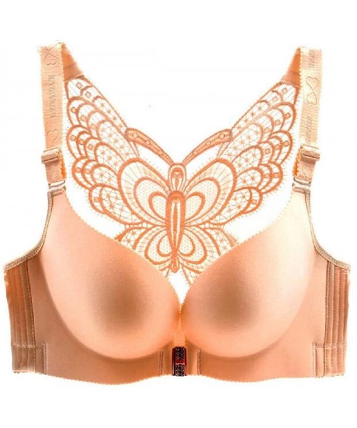 Bras Women Butterfly-Lace Sexy Bralette Push-Up No Wire Front Close Everyday Bras - 1 - CK18T9EACQ2