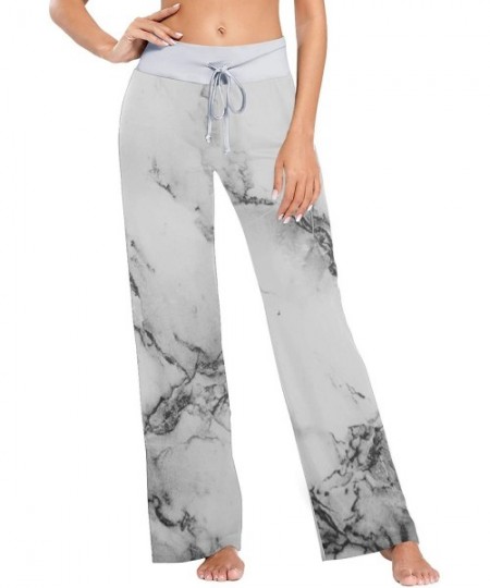Bottoms Grey White Marbling Texure Women's Pajama Pants Lounge Sleep Wear - Multi - CN19D0RT5OZ