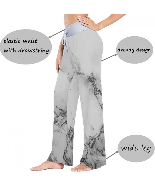 Bottoms Grey White Marbling Texure Women's Pajama Pants Lounge Sleep Wear - Multi - CN19D0RT5OZ
