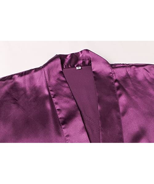 Robes Satin Rhinestone Short Kimono Robe for Bride Bridesmaid Maid of Honor - Purple-bridesmaid - CS1855HWNG2