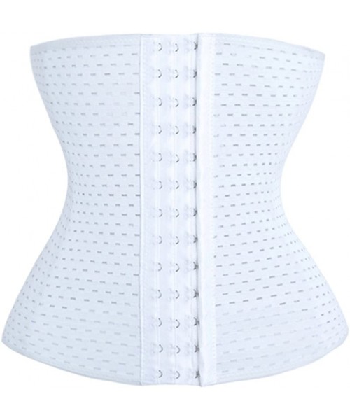 Bustiers & Corsets Women's Waist Trainer Shapewear Corset Cincher Air Holes Body Shaper Plus Size - White - C718D4I0LAR