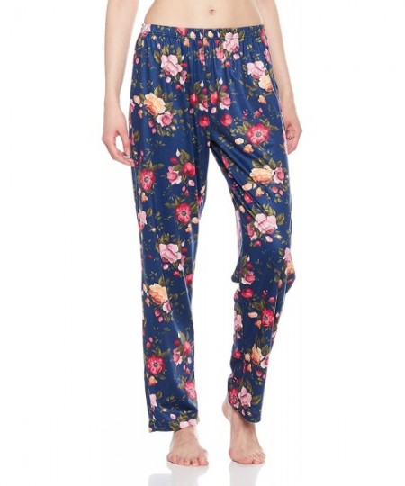 Sets Women's Sleepwear Knit V-Neck Short-Sleeve Tee T-Shirt&Pant Pajama Set - Navy Solid/Navy Floral - CE18036CSSR