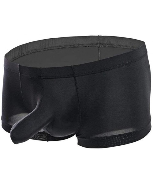 Boxer Briefs Men's Boxer Briefs- Sexy Mesh Comfortable Breathable Trunk Shorts Underwear Underpants - Black 1 - C818H0GT4N4