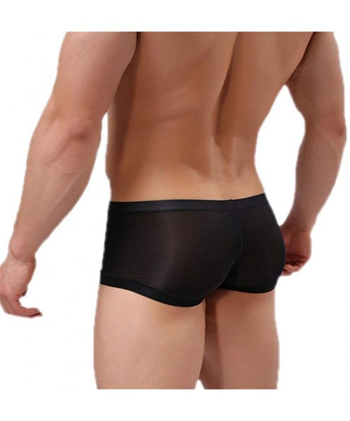 Boxer Briefs Men's Boxer Briefs- Sexy Mesh Comfortable Breathable Trunk Shorts Underwear Underpants - Black 1 - C818H0GT4N4