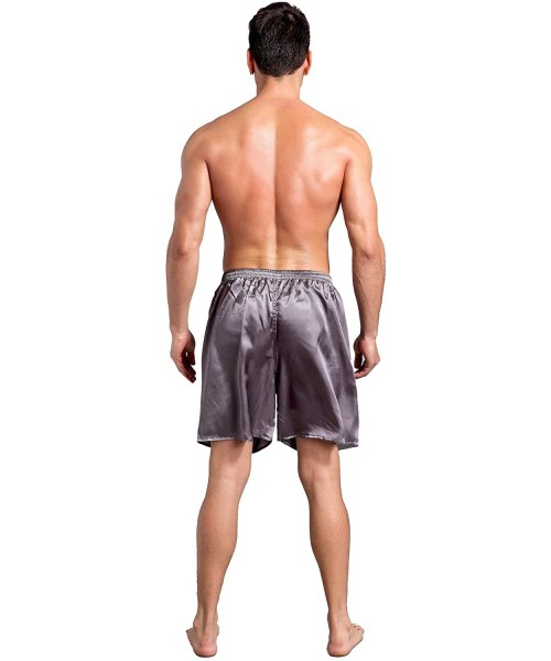 Sleep Bottoms Mens Silk Satin Boxers Shorts Underwear Sleep Pajama Lounge Shorts - 2 Pack(gray+gray) - CS199AN50E7