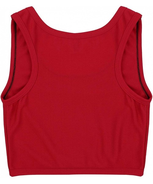 Bustiers & Corsets Women's Super Flat Chest Binder 3 Rows Clasp Tomboy Lesbian Bust Corset Crop Tank Vest - Red - CU18OXCHXG4