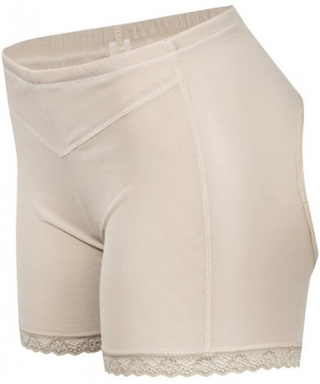 Shapewear Women's Butt Lifter Lace Boy Shorts Body Shaper Enhancer Panties - Beige With Lace - CO17YLAYN68