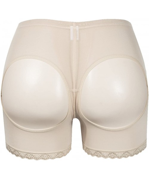 Shapewear Women's Butt Lifter Lace Boy Shorts Body Shaper Enhancer Panties - Beige With Lace - CO17YLAYN68