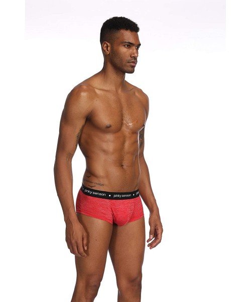 Boxer Briefs Boxer Briefs Mens Underwear Men Pack Soft Nylon Solid Color Underwear - Red - CJ18A5S84Q9