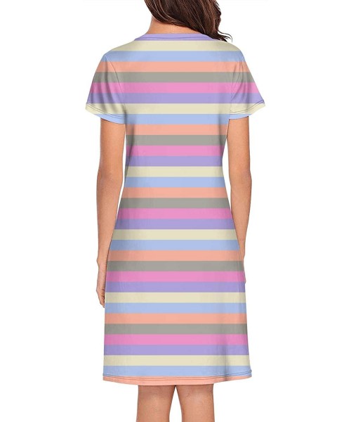 Nightgowns & Sleepshirts Womens Nightdress Gay Colorful Rainbow Pattern Short Sleeve Long Skirt Soft Comfortable Casual Night...