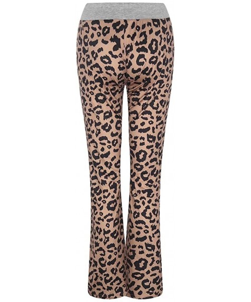 Bottoms Womens Comfy Casual Pajama Pants Floral Print Drawstring Palazzo Lounge Pants Stretch Wide Leg Pj Bottoms Pants - Cof...