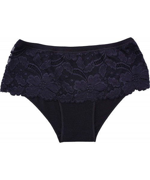 Camisoles & Tanks Luxury Modal Women's Lace-Trimmed Briefs Panties. Proudly Made in Italy. - Nero (Model 1153) - C318TKO2M08