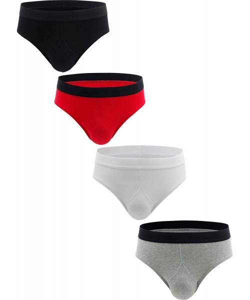 Briefs Men's 3D Pouch Cotton Briefs Sexy Low Rise Bulge Underwear - 4 Pack - CQ18M7C42KH