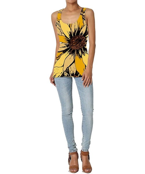 Camisoles & Tanks Girl's Colorful Floral Pattern with Cute Yellow Sunflowers Tank Top Tanktop Women Basic Plain Premium Class...