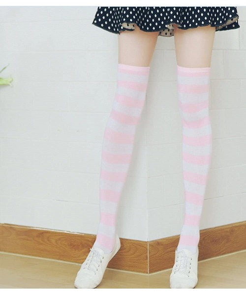 Panties Hot Cute Japanese Style Blue&Pink Stripe Panties Bikini Cosplay Cotton Underwear - Pink and White - CK185KCXU5H