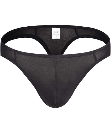 Bikinis Men's Sexy Modal Underwear U Convex Bag T Thong Sexy Panties - Black - CK18I6EA0U0