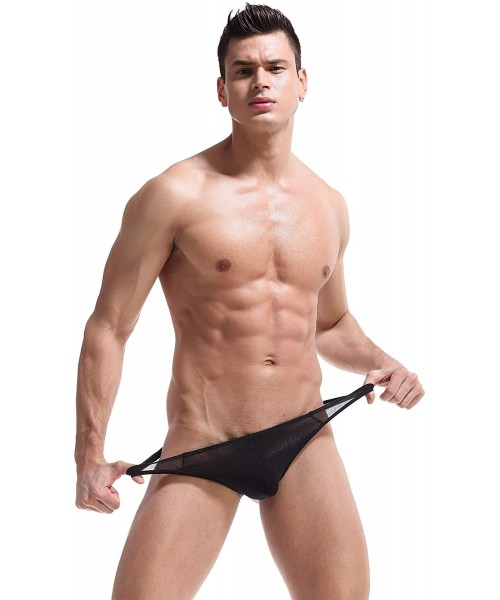 Bikinis Men's Sexy Modal Underwear U Convex Bag T Thong Sexy Panties - Black - CK18I6EA0U0