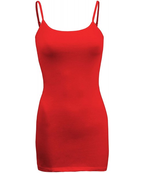 Camisoles & Tanks Women's Basic Cami with Adjustable Spaghetti Straps Tank Top - Bright Coral - CL18RWOSXWN