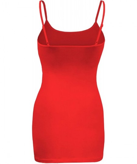 Camisoles & Tanks Women's Basic Cami with Adjustable Spaghetti Straps Tank Top - Bright Coral - CL18RWOSXWN