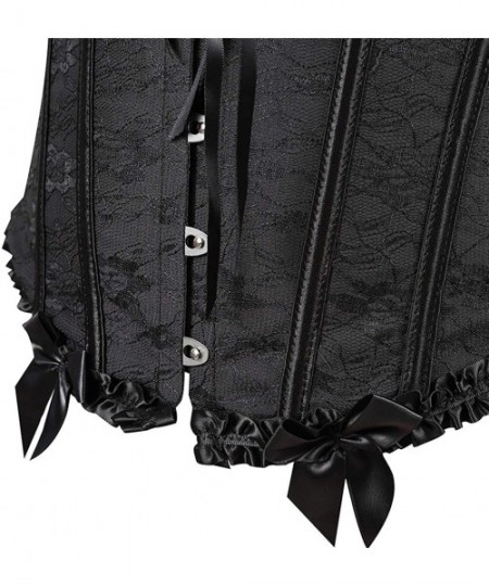 Bustiers & Corsets Women's Bustier Corset Sexy Satin Brocade Overbust Waist Cincher Shapewear Top - Gothic Black 815 - C81908...